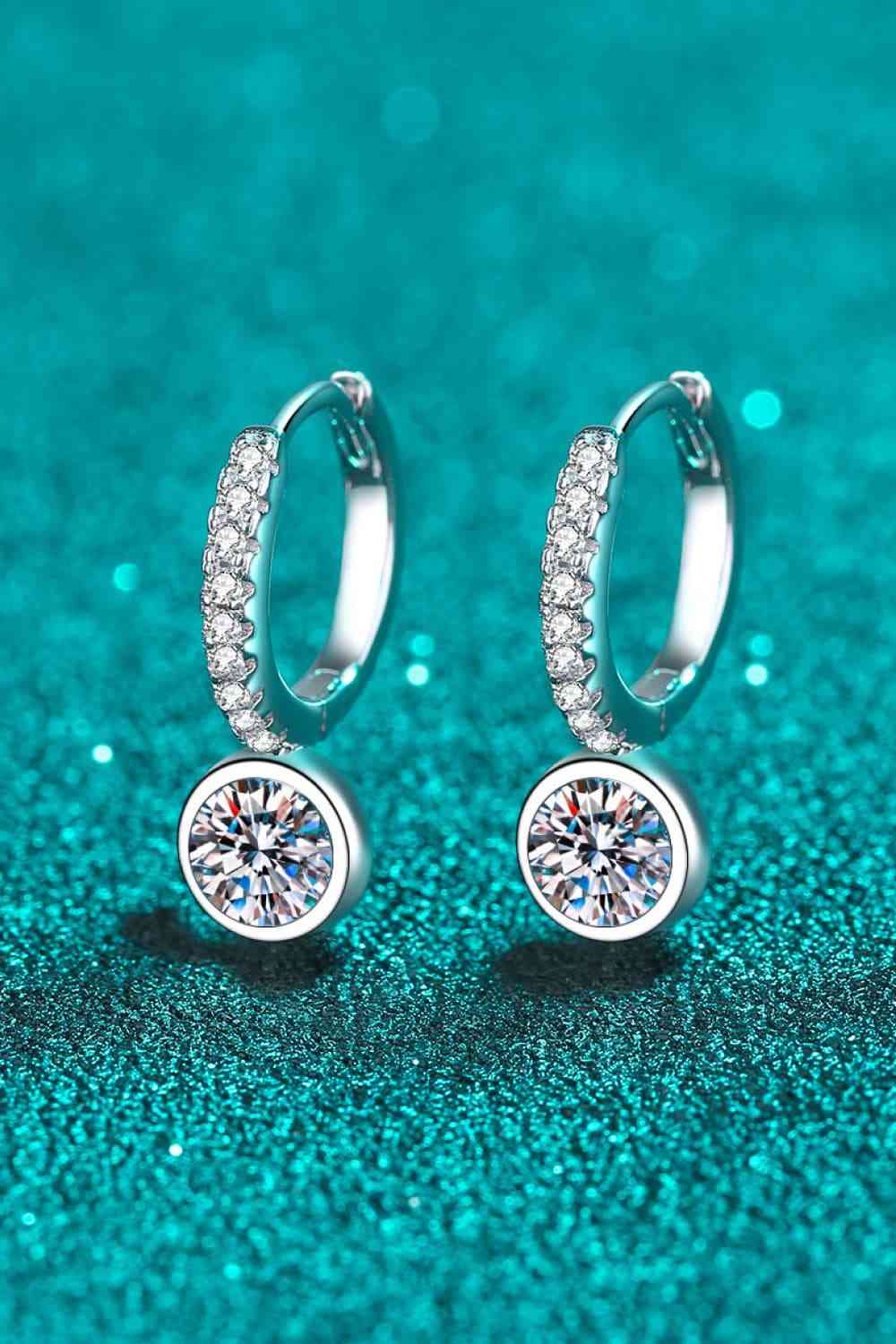 Moissanite Rhodium Plated Drop Earrings - Mintcute