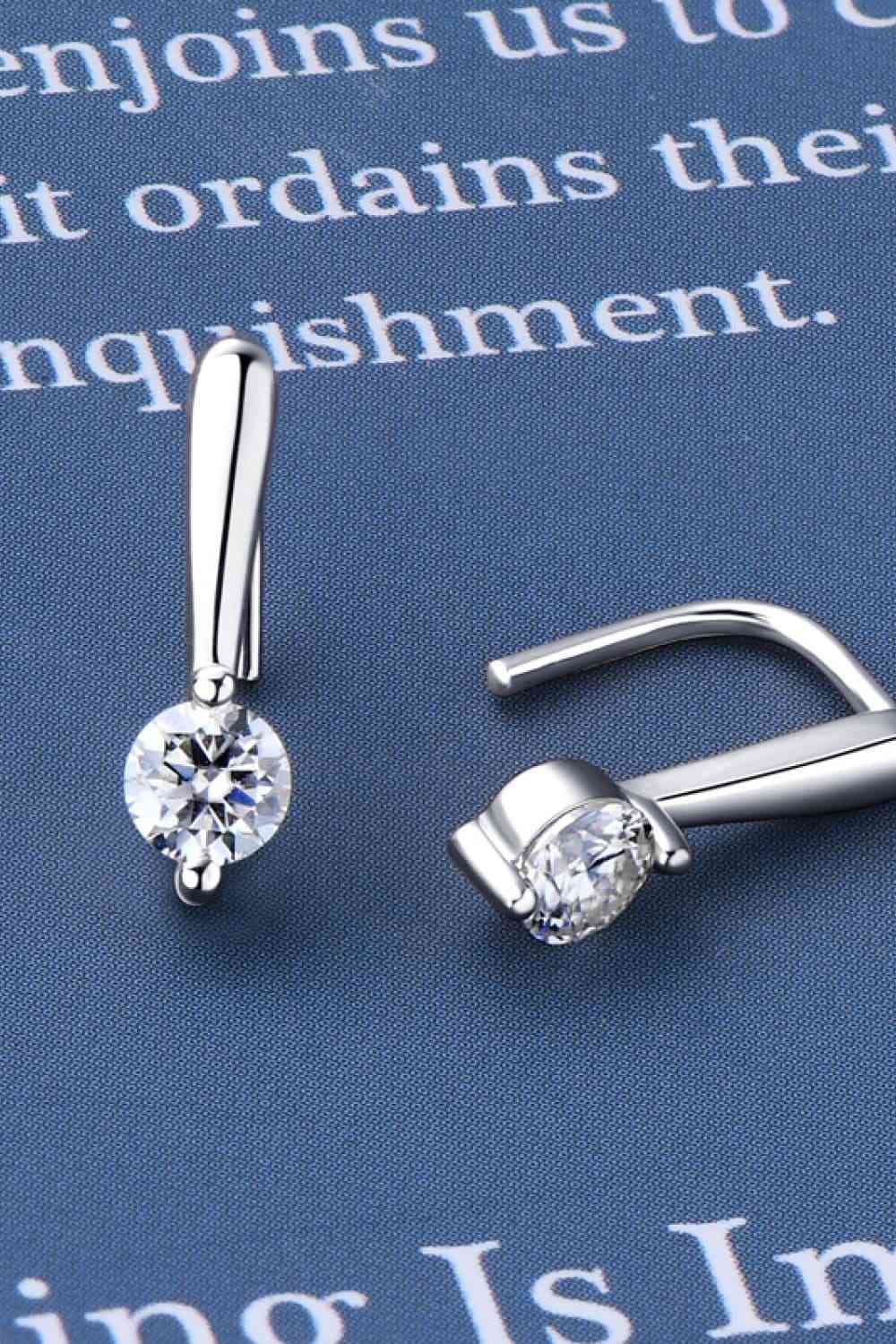 Moissanite Sterling Silver Square Hook Earrings - Mintcute