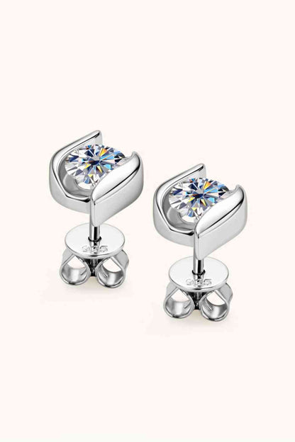 Moissanite Eye of Love Sterling Silver Stud Earrings - Mintcute