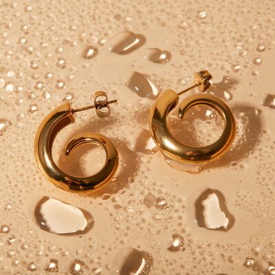 Gold Plated Number Six Metal Earrings - Mintcute