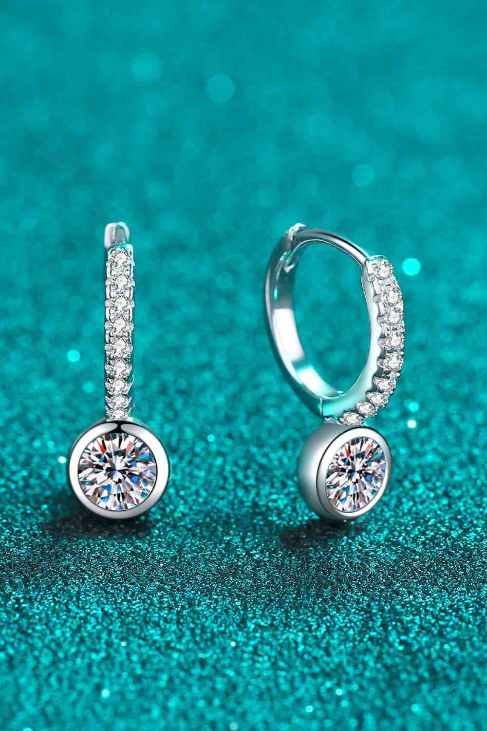 Moissanite Rhodium Plated Drop Earrings - Mintcute