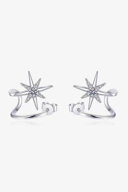 Moissanite Star Rhodium Plated Earrings - Mintcute