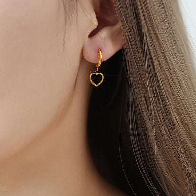 Gold Plated Heart Drop Earrings - Mintcute