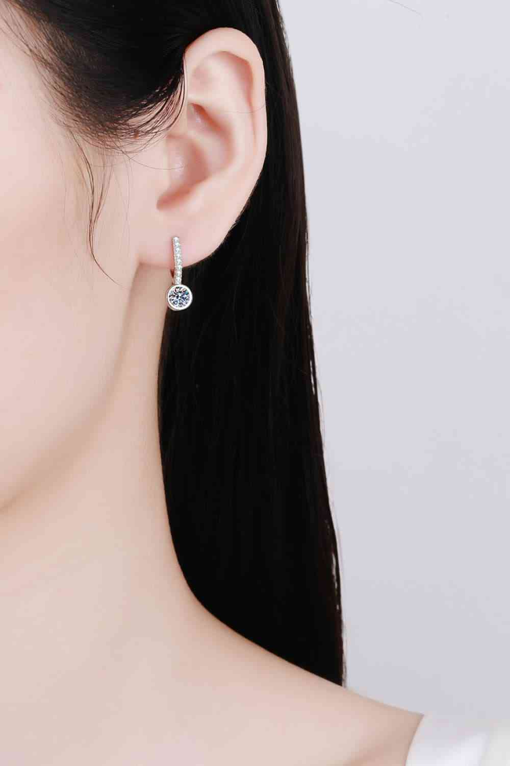 Moissanite Rhodium Plated Drop Earrings - Mintcute