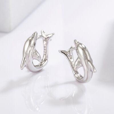 Sterling Silver Zircon Dolphin Earrings - Mintcute