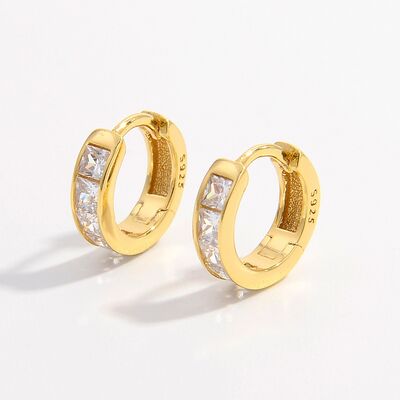 Gold Plated  Inlaid Zircon Huggie Earrings - Mintcute