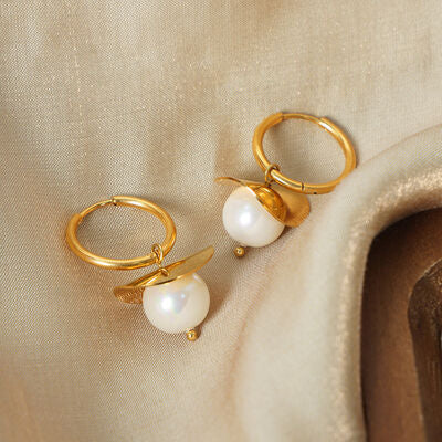 Gold Plated Bead Dangle Earrings - Mintcute