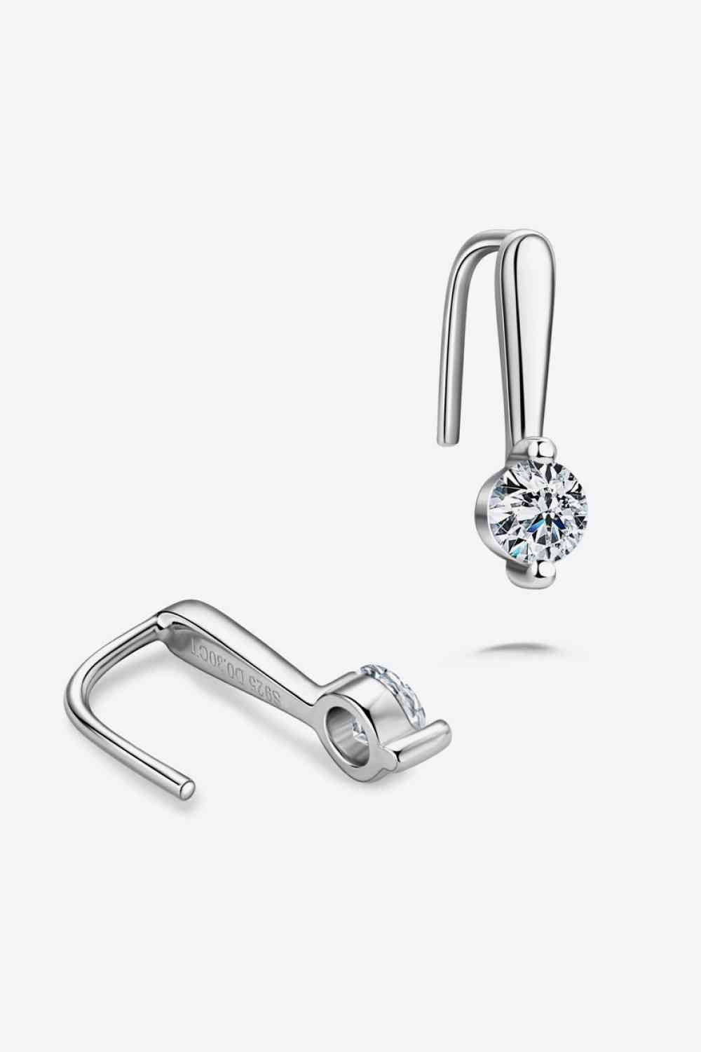 Moissanite Sterling Silver Square Hook Earrings - Mintcute