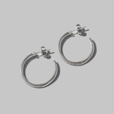 Zircon Sterling Silver C Hoop Earrings - Mintcute