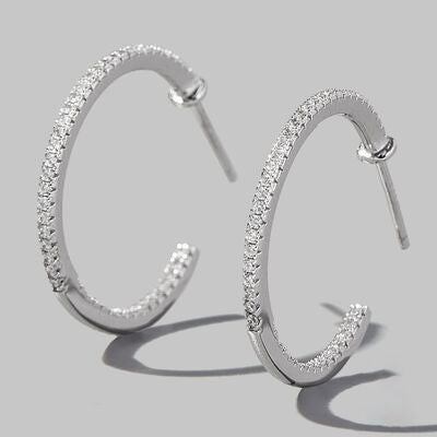 Zircon Sterling Silver C Hoop Earrings - Mintcute