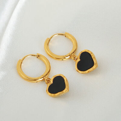Gold Plated Heart Drop Earrings - Mintcute